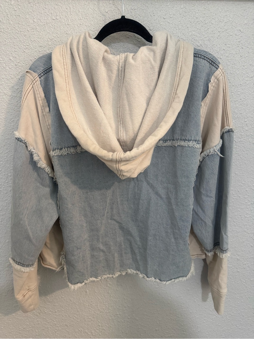 Easel Denim & Cream Hooded Jacket View 6